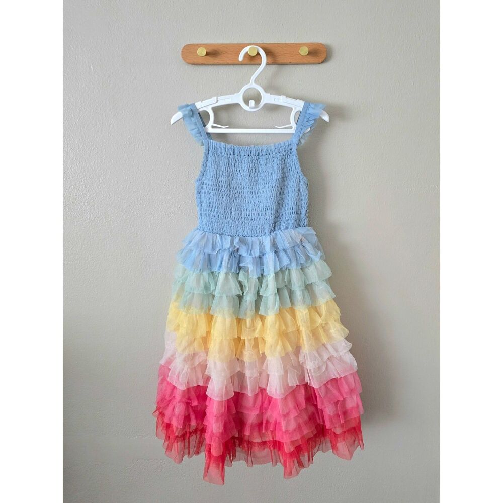 EUC Mini Boden Rainbow Skirt Tulle Dress, Size 6/7